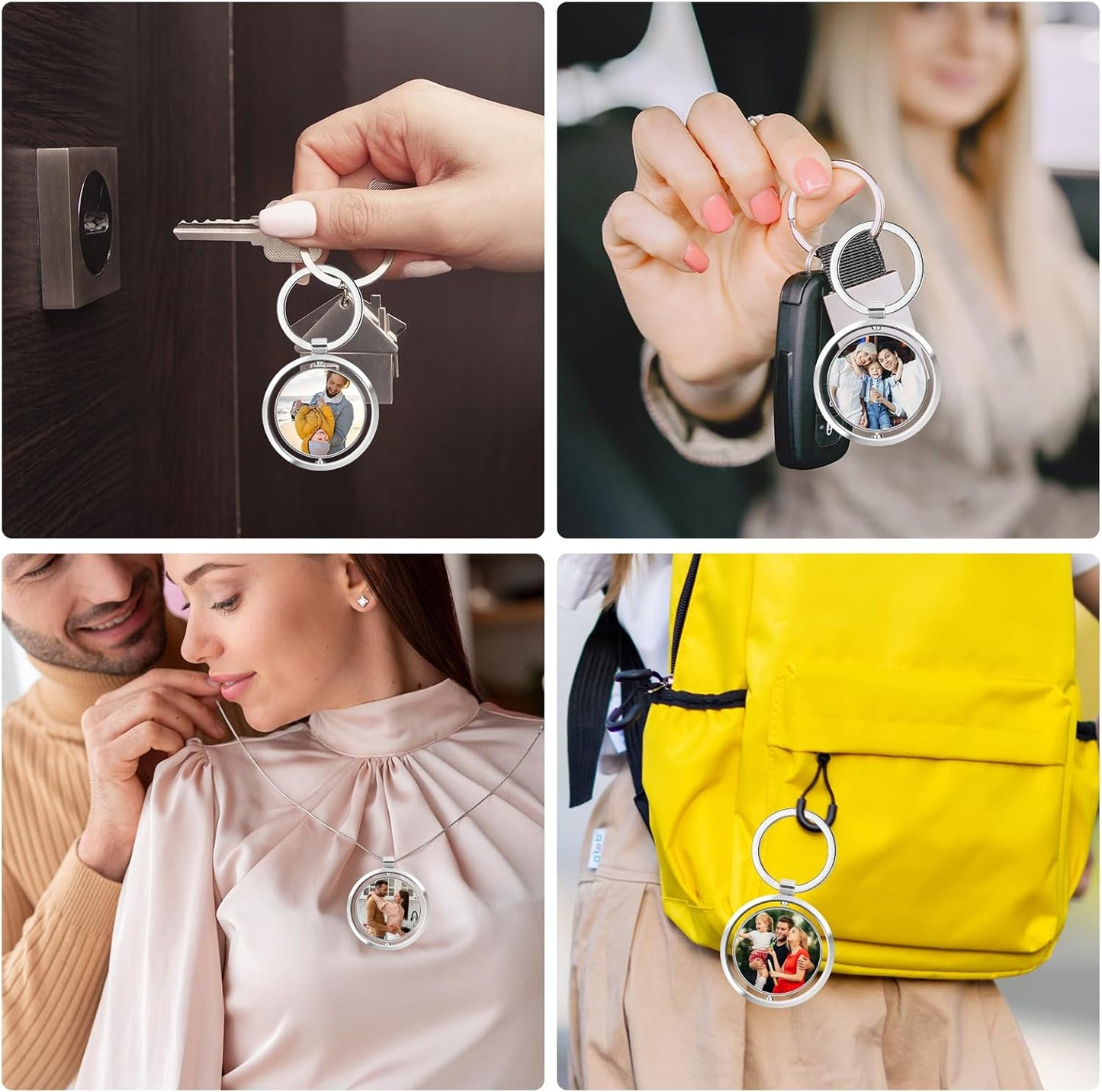 Custom Keychain with Picture, Personalized Photo Keychain with LOGO Text, Customized Gifts for Boyfriend Couple