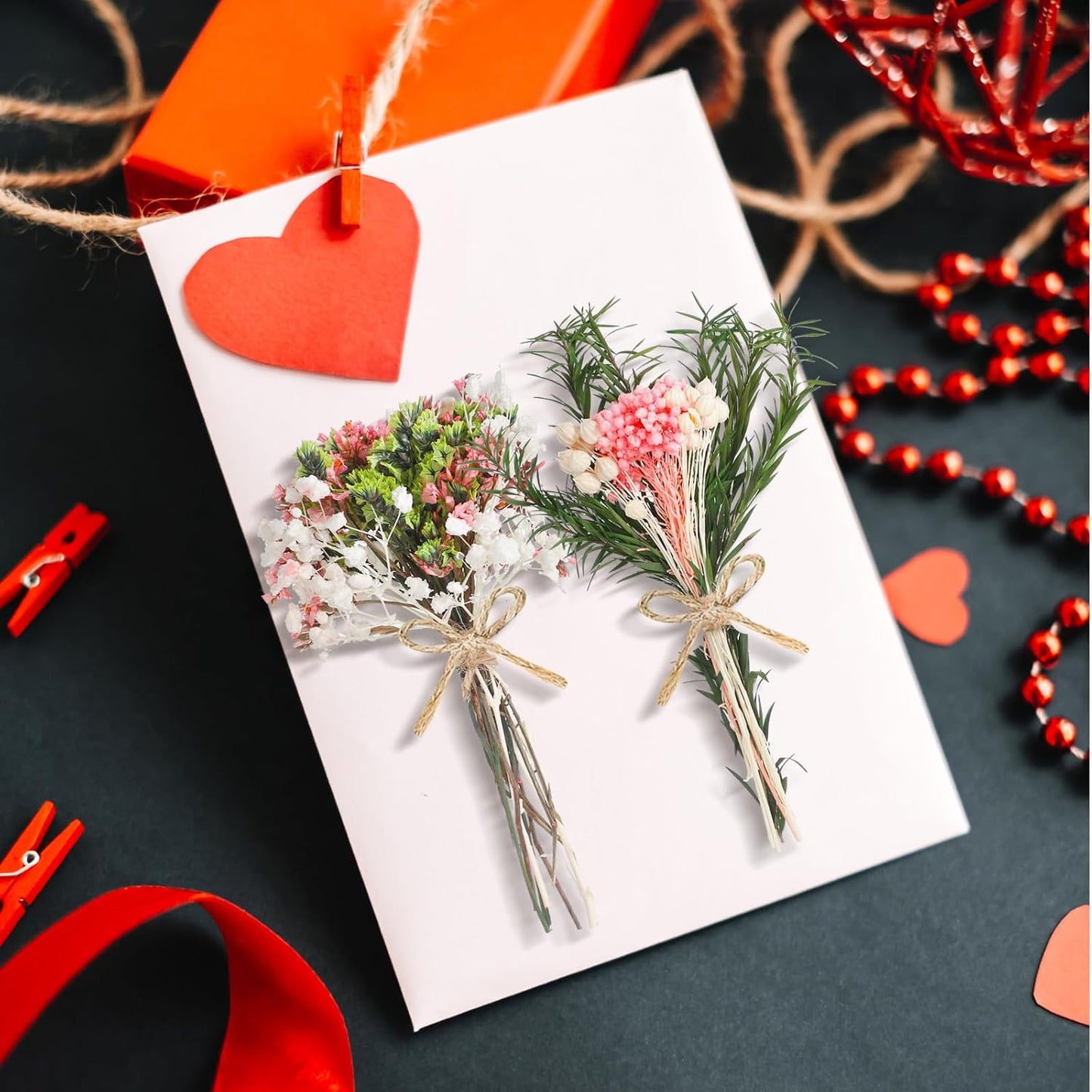 12/24 Pack Dried Flowers for Vase Various Mini Bouquet Dried Small Wildflowers Natural Real Flowers Bulk for Crafts DIY Wedding Decor (12, Pink)