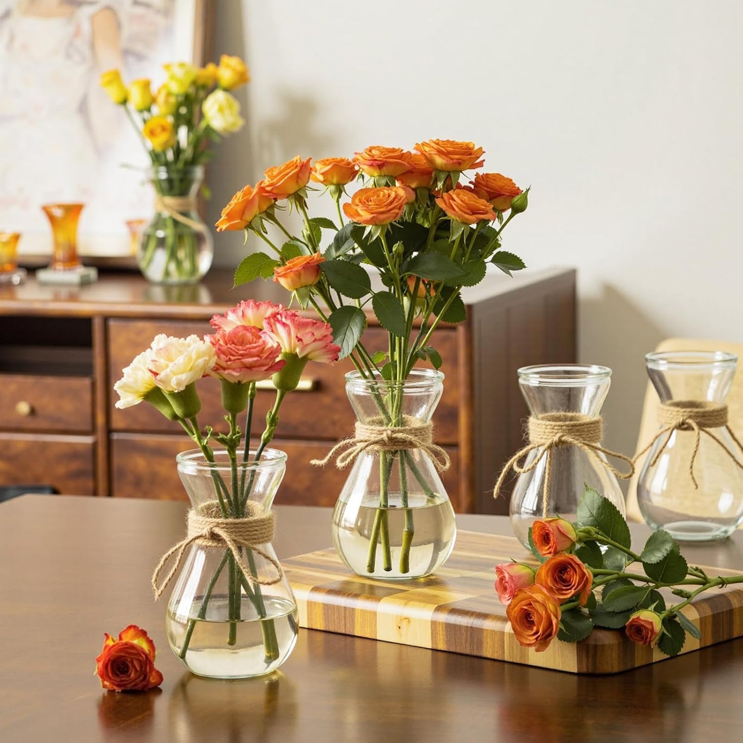 Glass Bud Vases for Centerpieces Set of 12 Clear Decorative Vase for Flowers 5.5" Small Bulb Plant Propagation Containers for Home Decor Wedding Table Decorations Rustic Farmhouse Style