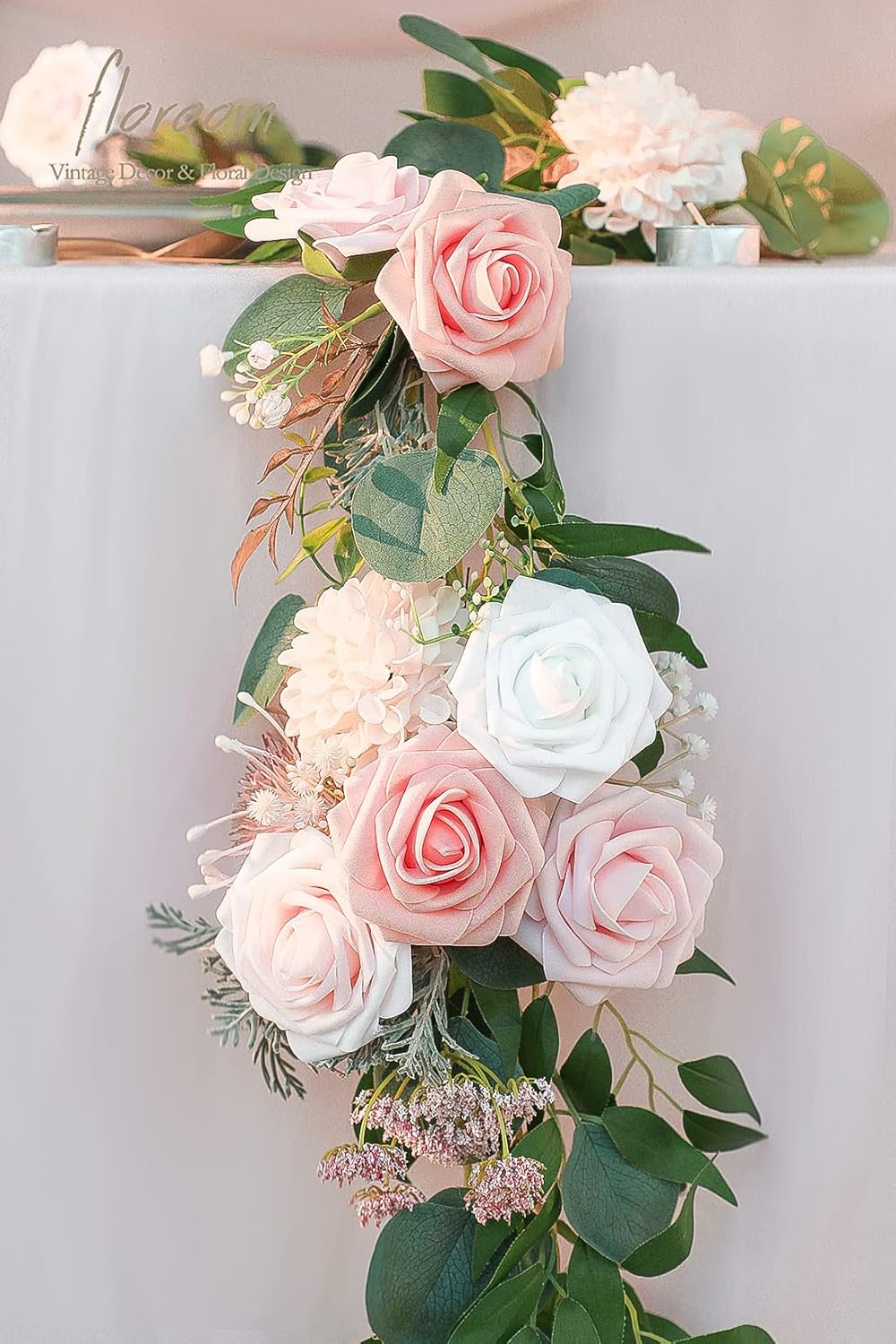 Floroom Artificial Flowers 25pcs Real Looking Blush Ombre Colors Foam Fake Roses with Stems for DIY Wedding Bouquets Bridal Shower Pink Centerpieces Floral Arrangements Party Tables Home Decorations