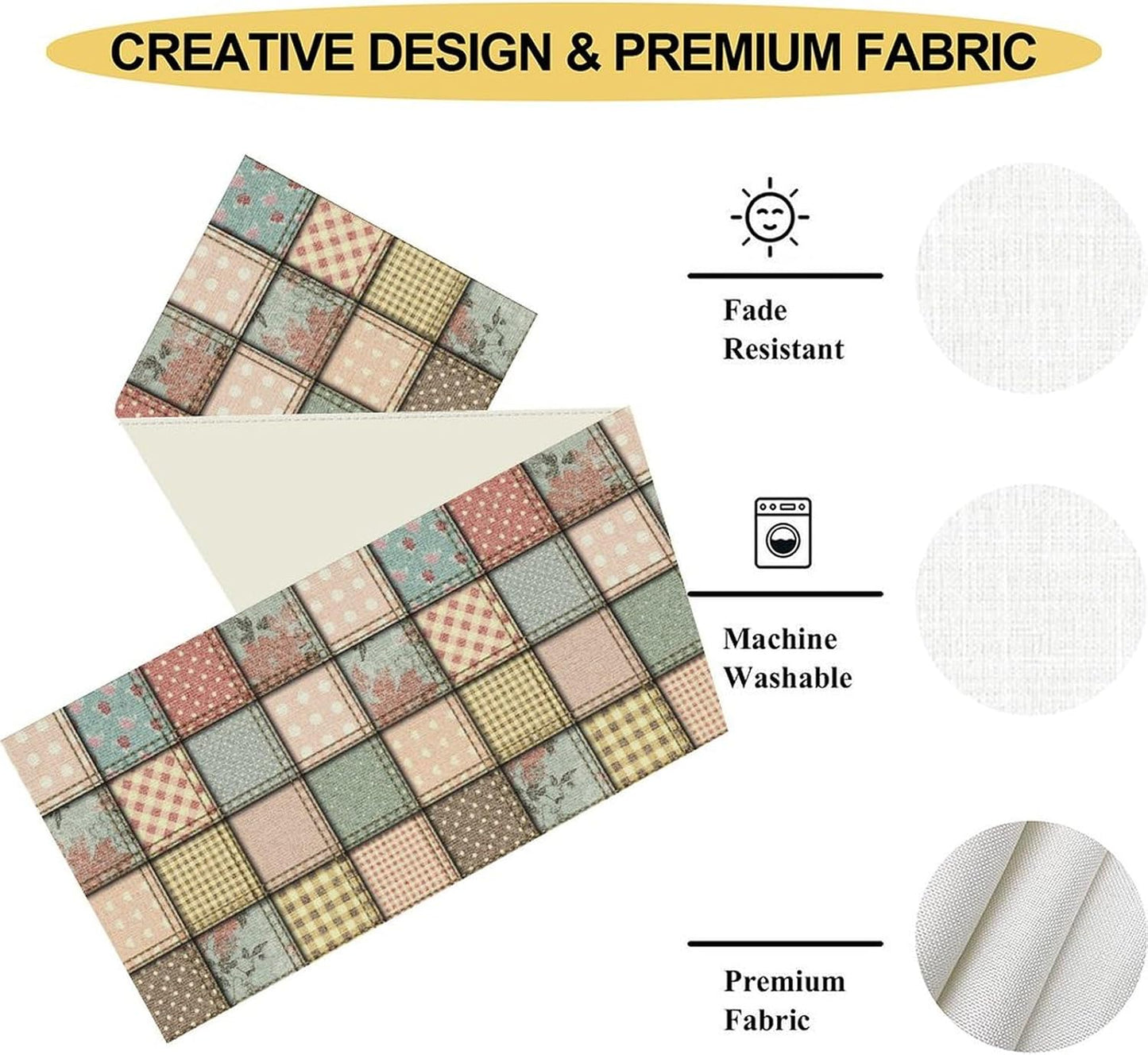 Boho Patchwork Table Runner, Vintage Farmhouse Colorful Wildflowers Bohemian Paisley Flower Table Center Decor for Home Kitchen Dining Patio Holiday Party Indoor Table Decorations, 13"x90" Inch