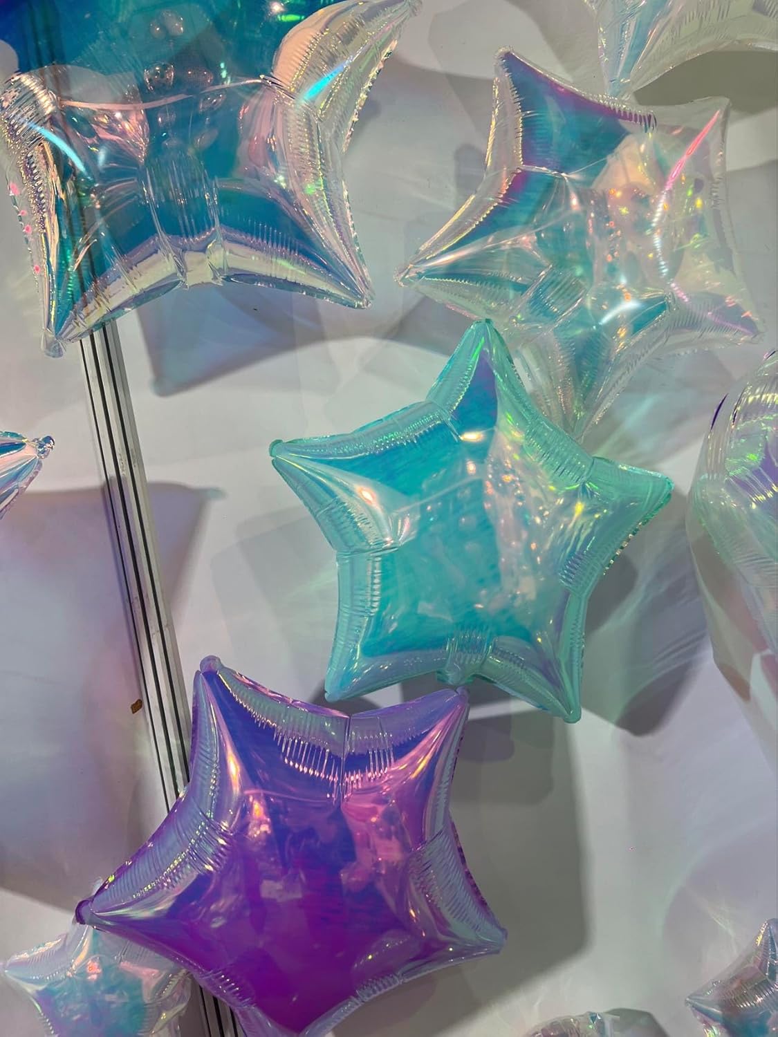 Metallic Star, Heart, and Crown Balloons, Assorted Iridescent Colors
