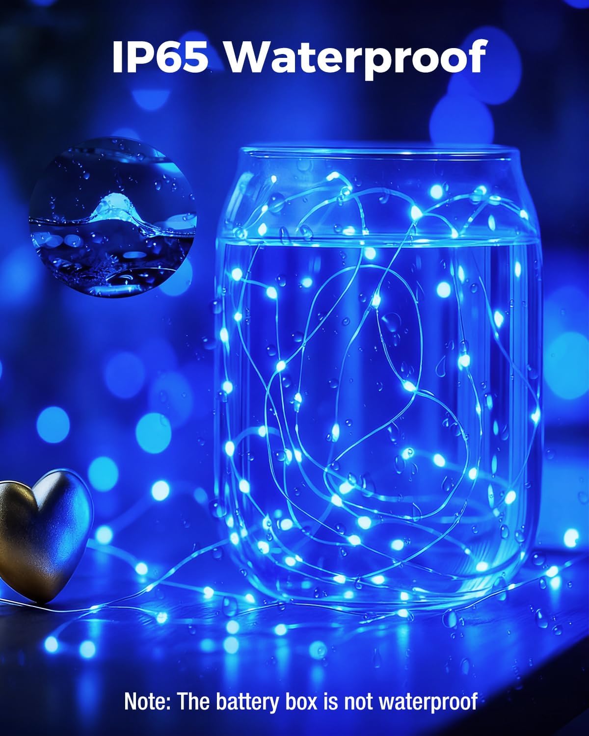 btfarm 6 Pack Fairy Lights Battery Operated, 7FT 20 LED Mini String Lights Waterproof Silver Wire for Mason Jars Centerpiece Table Crafts Bedroom Christmas Decoration, Blue