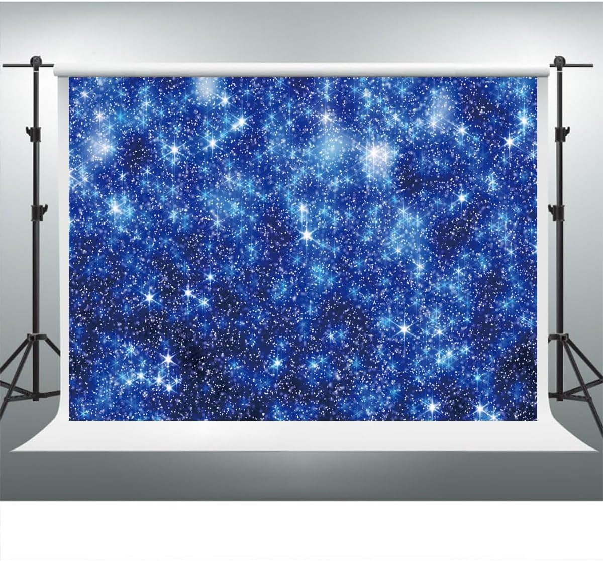 YongFoto Blue Glitter Backdrop 12x8ft Silver Light Spots Navy Blue Sequin Bokeh Photography Background Birthday Bridal Shower Wedding Photography Background Party Banner Decor Portraits Photoshoot