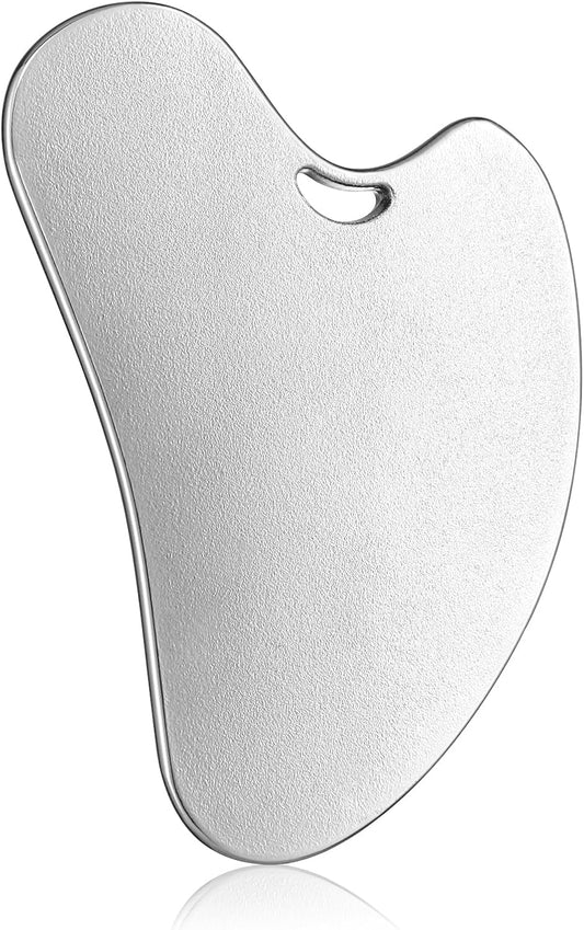 rosenice Gua Sha Facial Tools Guasha Tool Gua Sha Jade Stone for Face Skincare Facial Body Acupuncture Relieve Muscle Tensions Reduce Puffiness Festive Gifts (Matte Silver)