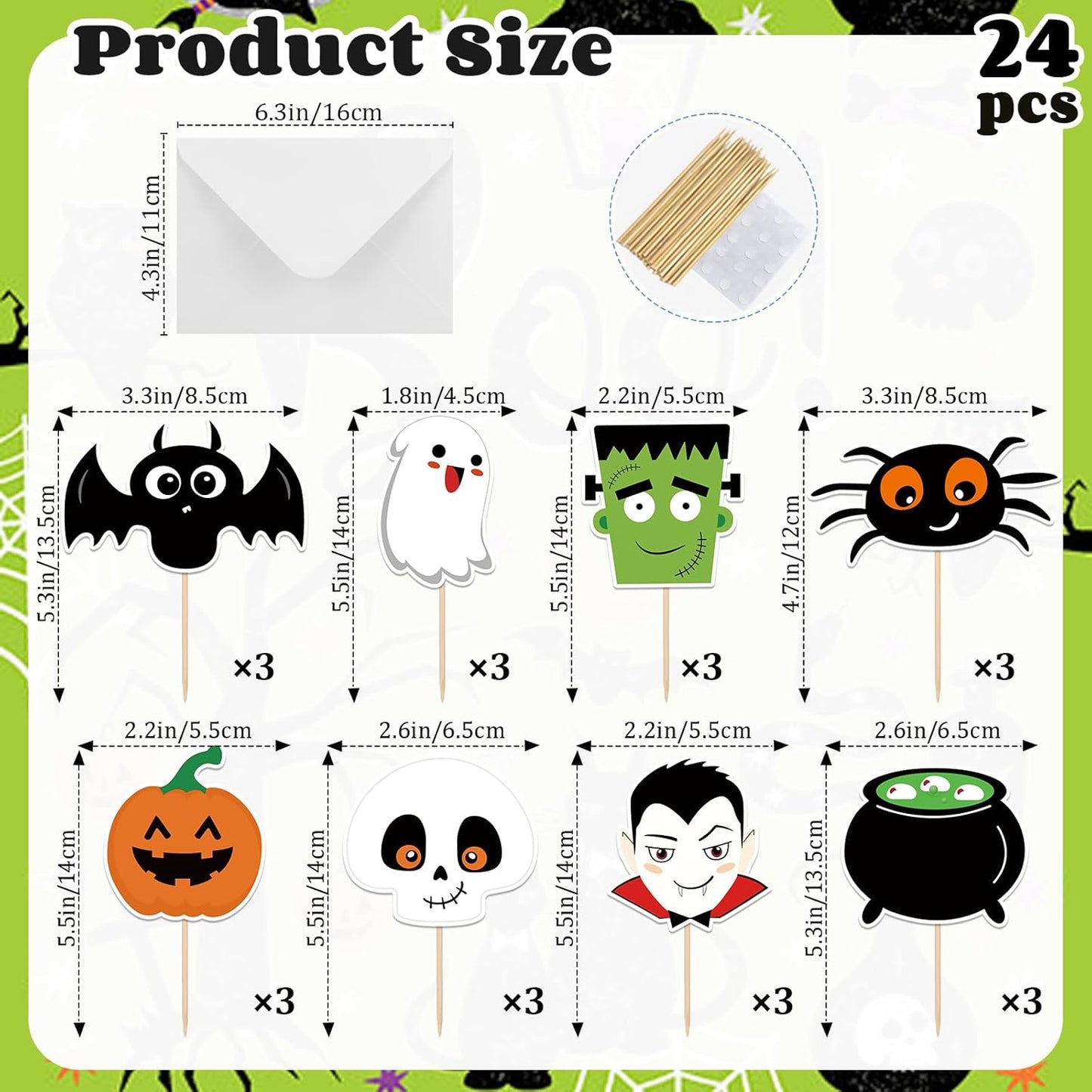 24 PCS Halloween Happy Birthday Cupcake Toppers Halloween Party Decorations Cake Decor Cupcake Decorations Cake Decorating Party Supplies Decor for Baby Shower Boys Girls