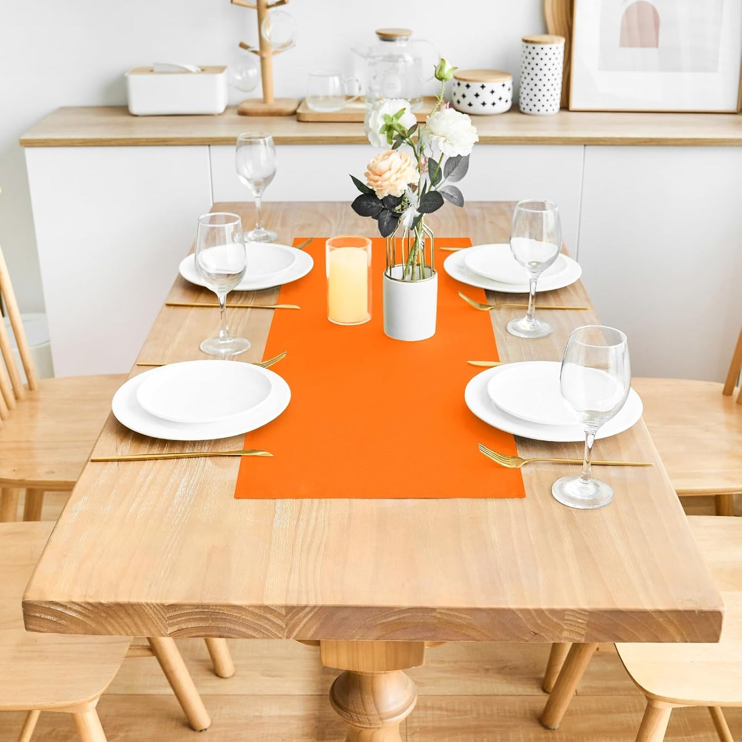 2 Pack Orange Small Short Table Runner 12 x 36 Inch Solid Color Runners Coffee Table Dresser for Daily Party Home Decoration