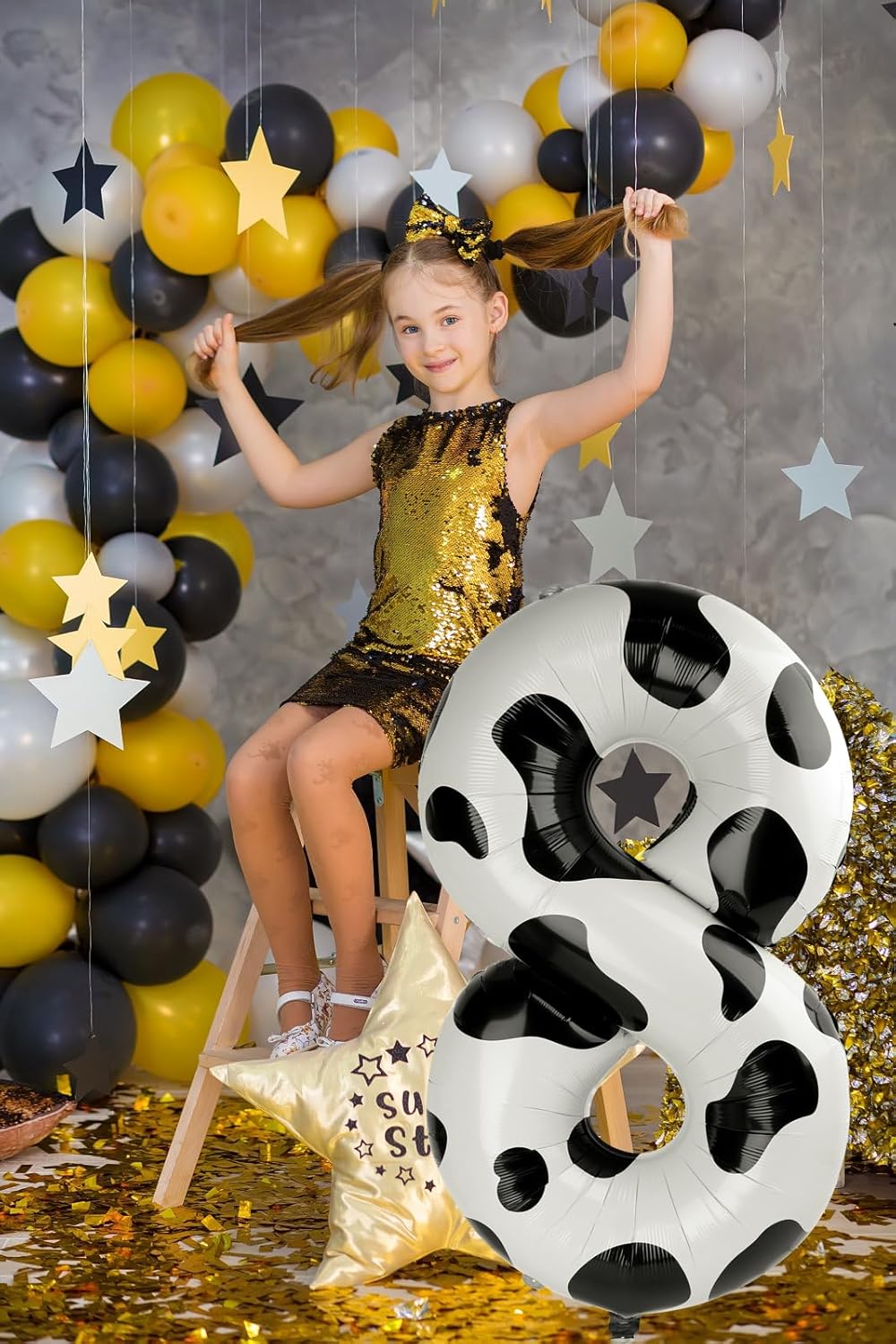 Cow Print Foil Number 8 Balloon 40 Inch, Helium Mylar Eight Number 8 18 28 38 48 58 80 88 Birthday Balloons, 8th Cow Print Women Men Wedding Anniversary, Graduations Party Supplies