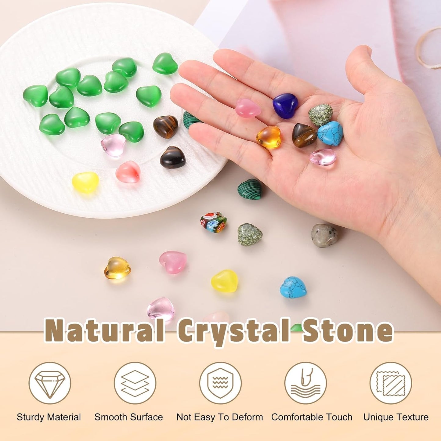 PATIKIL 20 Pcs Natural Heart Shaped Crystal Stone, 0.6 Inch Mini Polished Love Gemstone Crystal, Pocket Rock Engraved Worry Stones for Women Gifts Meditation, Peacock Green