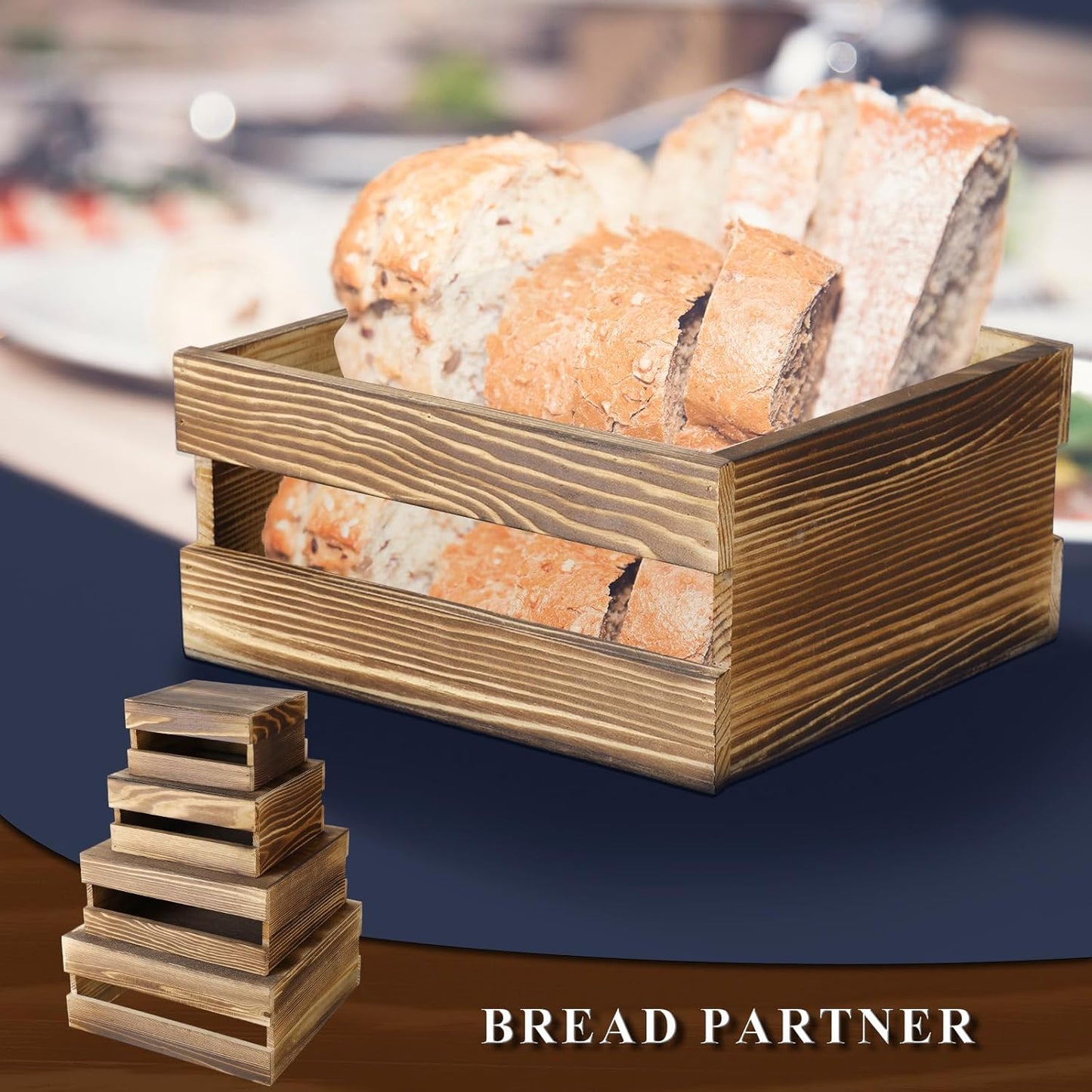 Sieral 4 Pieces Wood Cupcake Display Stand Decorative Dessert Appetizer Cake Stand Risers Wooden Crate Rustic Cake Risers for Storage for Party Christmas Halloween Wedding Decor(Rustic Dark Brown)