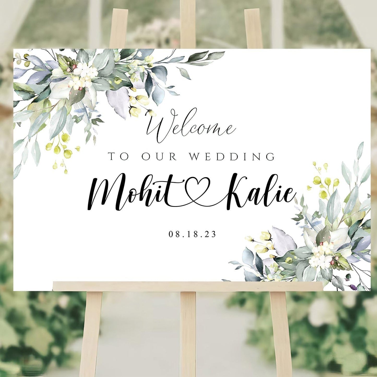 Editable Wedding Sign, Wedding Welcome Sign, Greenery Welcome sign, Wedding Eucalyptus Sign