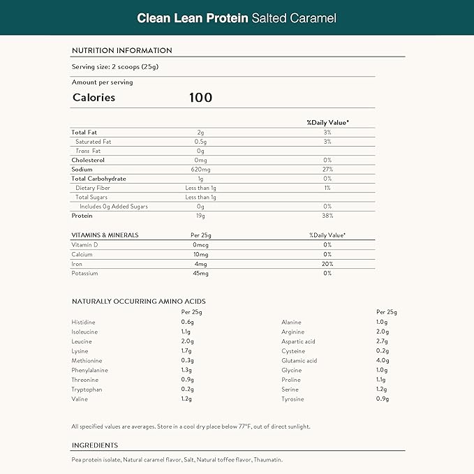 Nuzest - Pea Protein Powder - Clean Lean Protein, Premium Vegan Plant Based Protein Powder, Dairy Free, Gluten Free, GMO Free, Protein Shake (8.8 Ounce (Pack of 1), Salted Caramel)