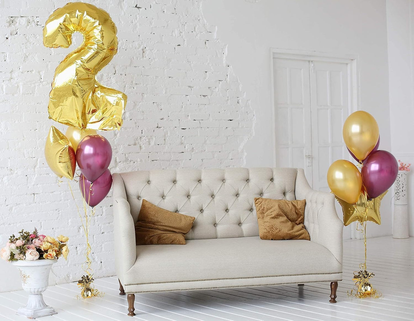 ROYALHOUSE Metallic Plastic Wrapped Balloon Weights for Party Decorations, 12 Pcs (Gold)