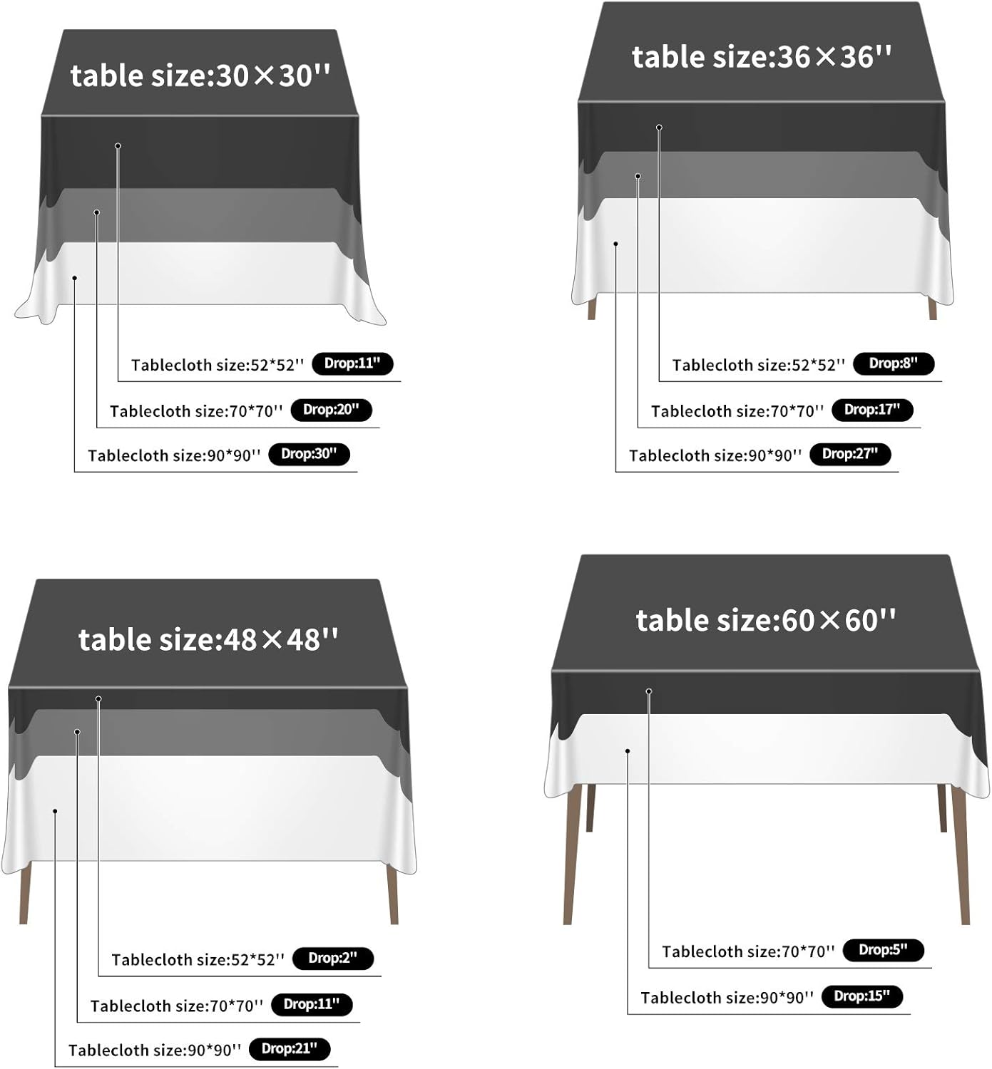 Ascoza 2pack 90x90 Inch Ivory Square in Polyester Fabric Tablecloth for Wedding,Banquet,Restaurant and Parties