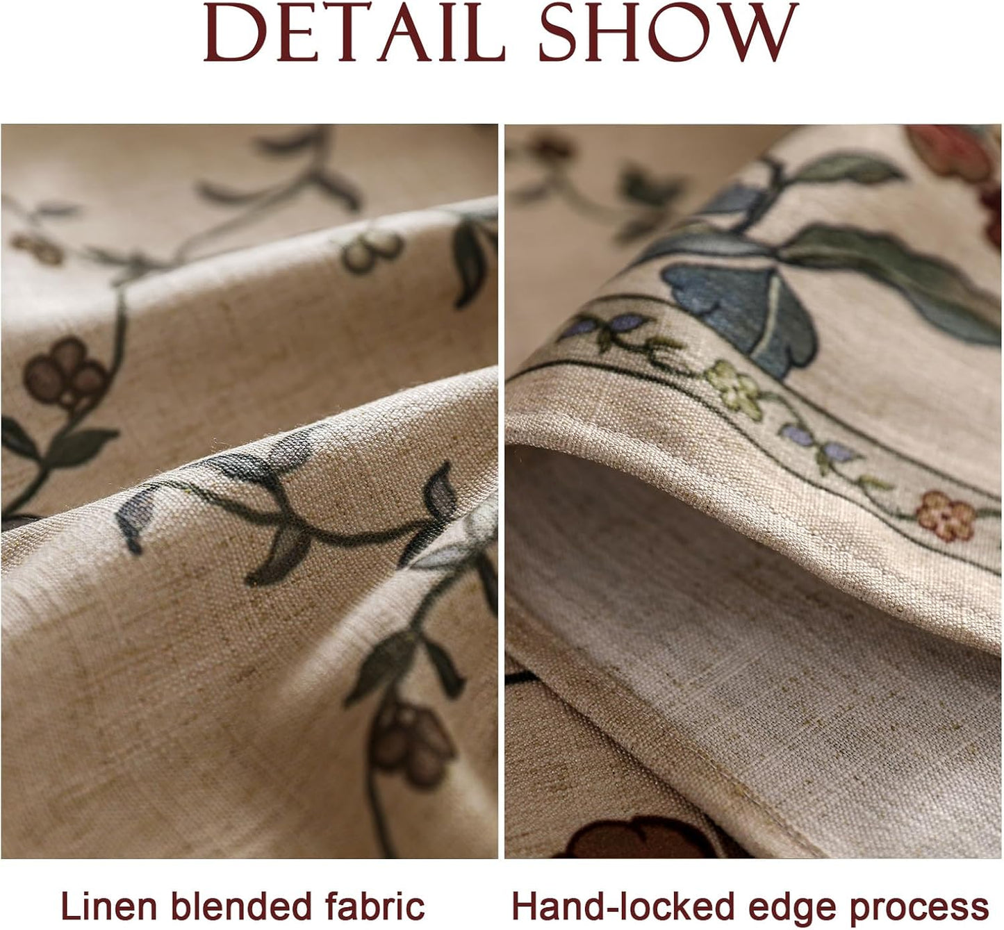 patdrea Designer Linen French Small Tablecloth for Rectangle Table,Fall Country Breathable Floral Tablecloths,Table Cover for Kitchen Dining,Tea Party,Christmas,Thanksgiving,55"x71"-Oliveirad