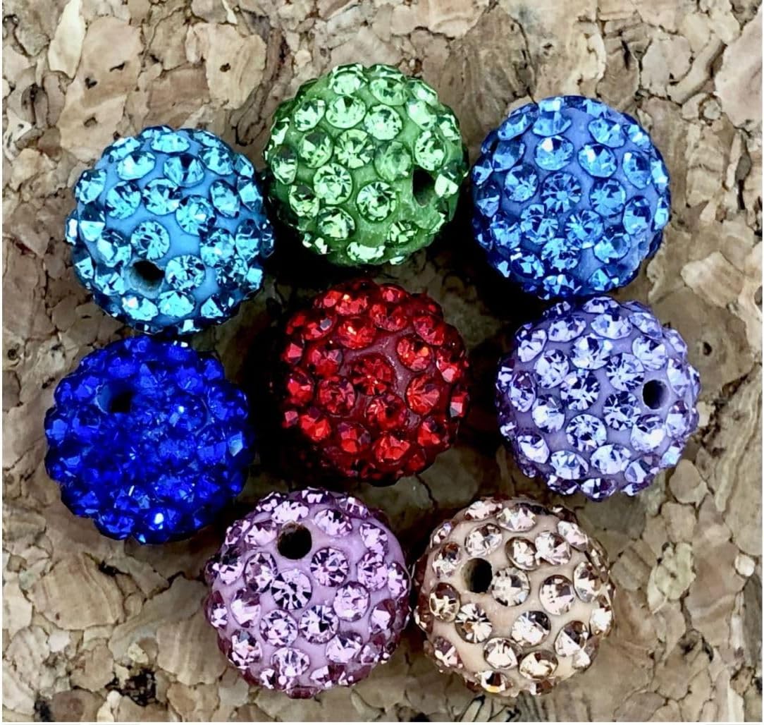 100pcs Adabele Grade A Suncatcher Crystal Rhinestone Pave Loose Beads 10mm Clear AB Polymer Clay Disco Ball Spacers Compatible with Shamballa All Craft Jewelry Making DB10-2