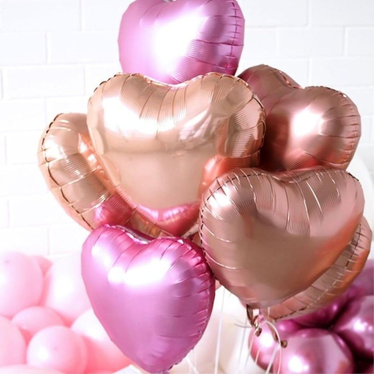 12 Pcs Heart Balloons, 18 inch Pearl Pink Heart Shaped Balloons, Big Helium Balloon, Love Foil Balloon for Wedding Baby Shower Anniversary Backdrop Valentine Party Decorations