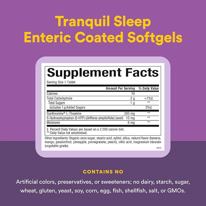 Natural Factors Stress-Relax Tranquil Sleep Extra Strength, with Suntheanine L-Theanine, 5-HTP, Melatonin, 60 Tablets