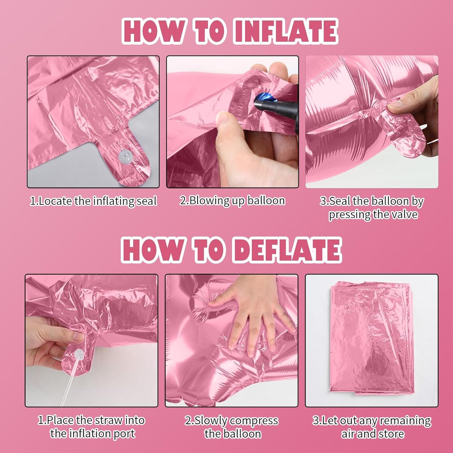 Pink Star Balloons, 22in Large Star Balloons Foil 10in 4-Pointed & Pink Pentagram Balloon for Wedding Anniversary Baby Shower Bridal Shower Graduation Girls Birthday Party Decorations