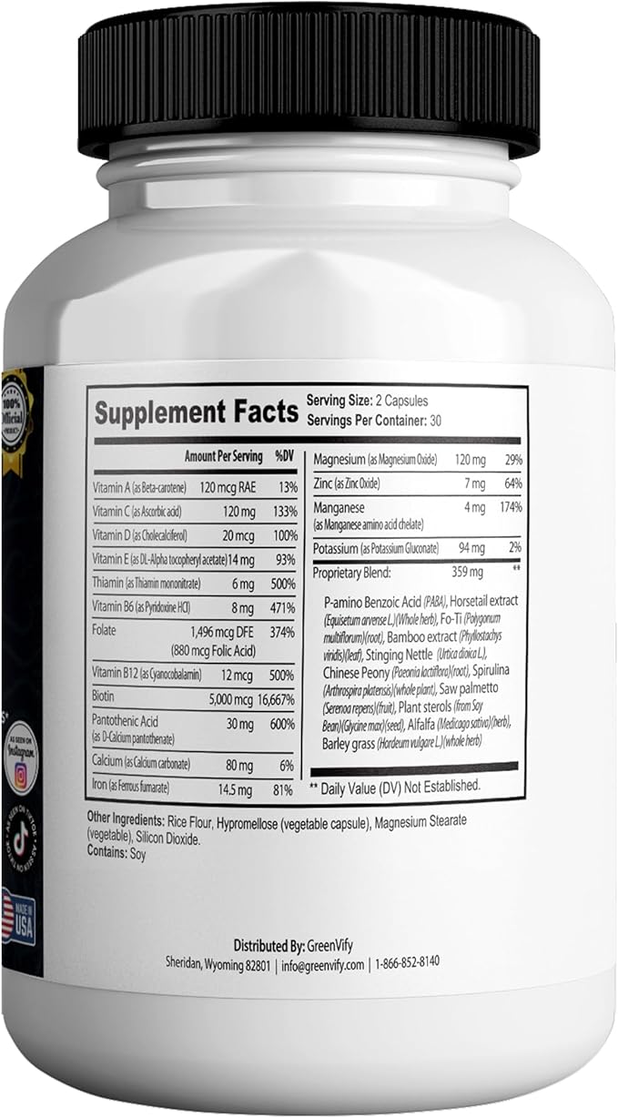 Metanail Max Hair, Skin & Nail Supplement, 60 Capsules, with Biotin 5000mcg, Vitamins & Herbal Blend (2)