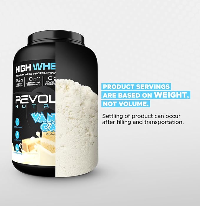 High Whey, Protein Powder 2LB, Whey Isolate, Gluten Free, Lean Muscle Mass for Men & Women, 25g of Protein Per Scoop, 908 g, 24 Servings (Vanilla Cake, 2 Pound)