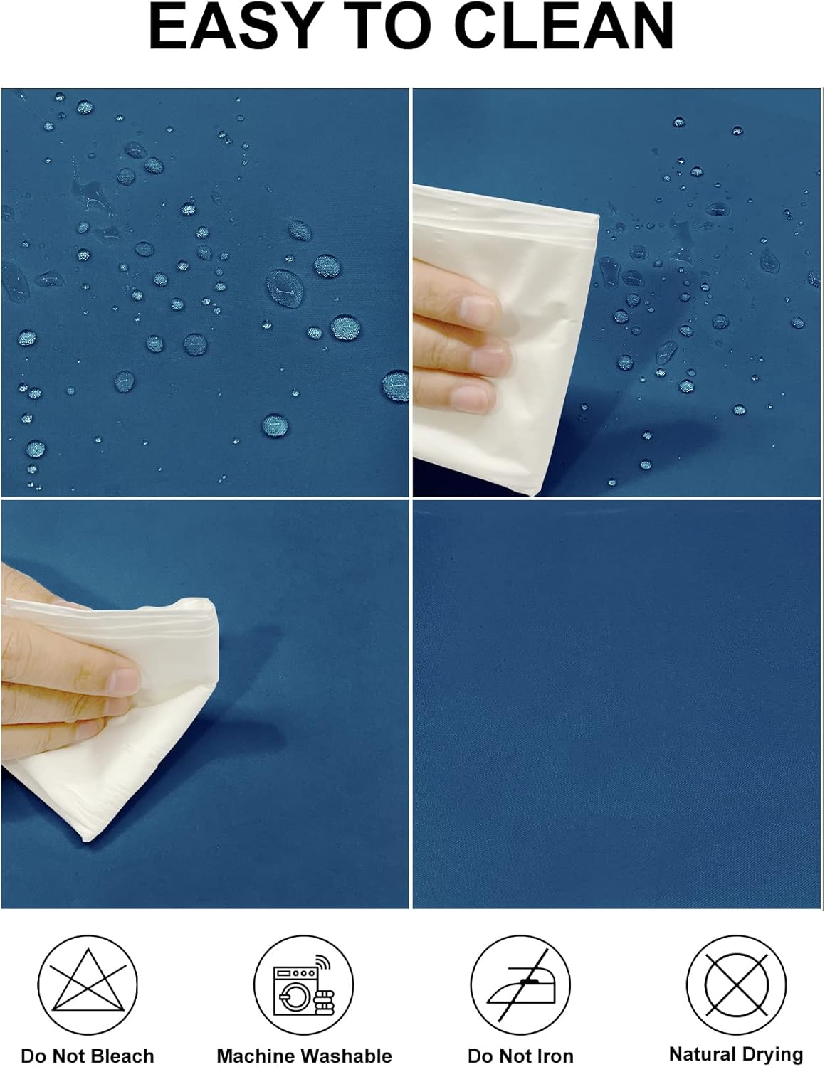 Fokitut 2 Pack Waterproof Round Tablecloth, 70 Inch, Stain Resistant and Wrinkle Polyester Table Cloth, Fabric Table Cover for Kitchen Dining, Wedding, Party, Holiday Dinner-Mediterranean Blue