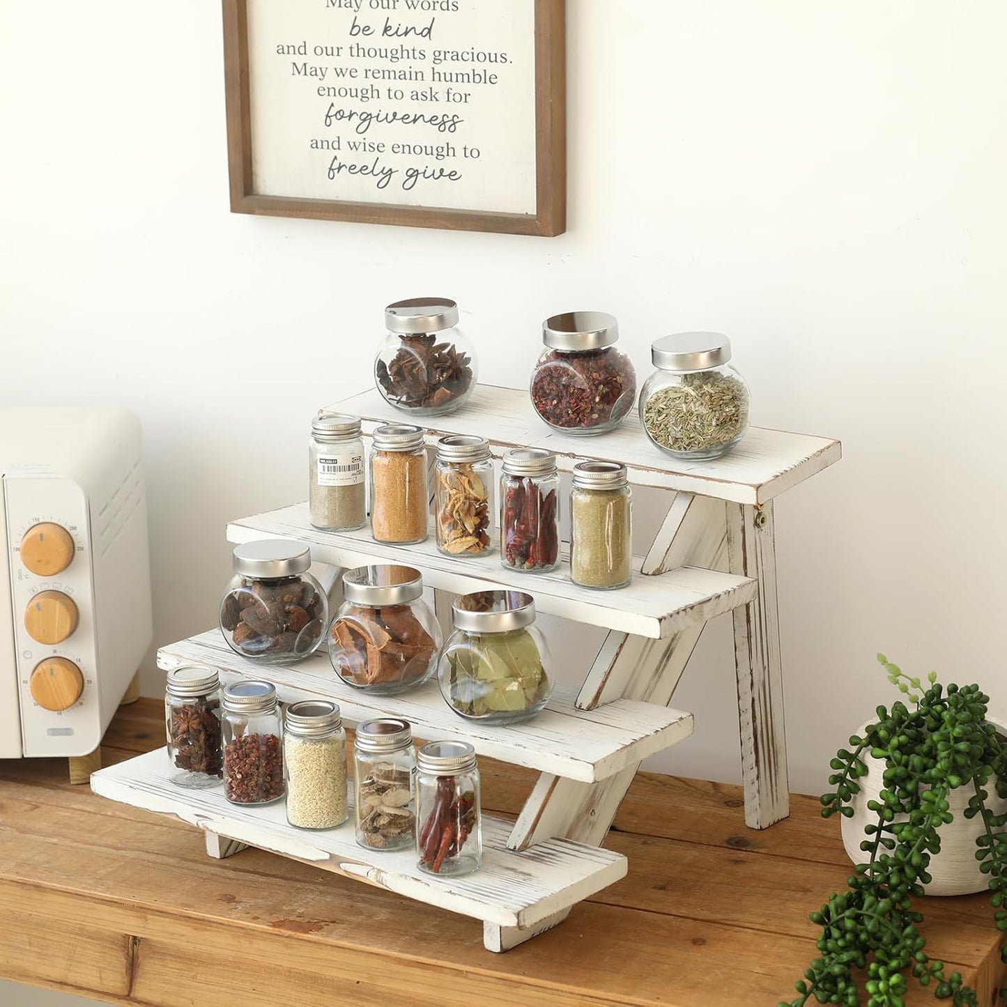 Swallowliving 2pcs Wooden Rustic Cupcake Stand for 24 Cupcakes, Stepped Wood Display Stand for Weddings, Tiered Party Table Display Riser for Food, Dessert, Cookie, Decor, Craft Show, White