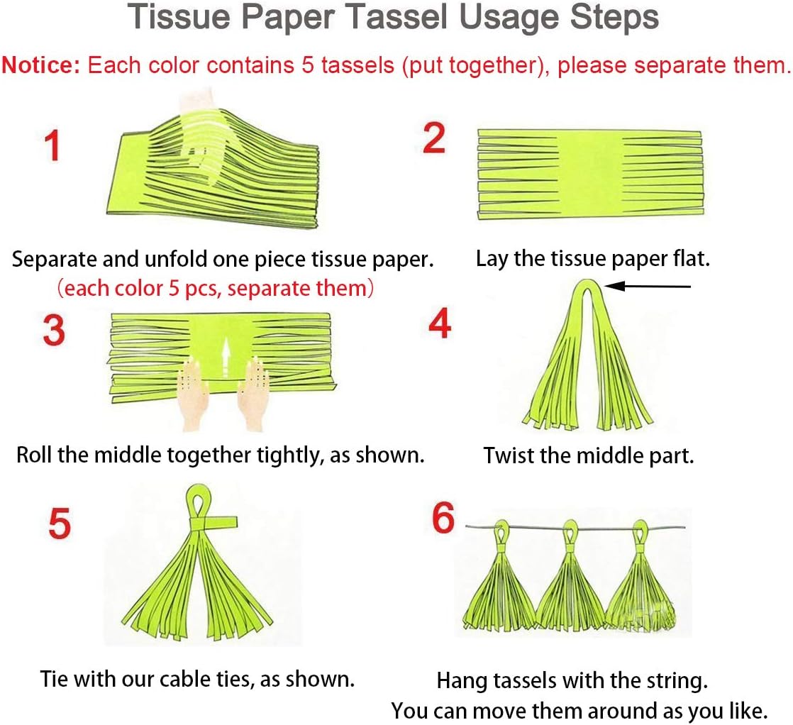 Paper Tassel Garland Banner - Tissue Paper Tassels for Bridal Shower, Wedding, Baby Shower, Birthday Decorations (Metallic Gold+Pink+White), 15 PCS