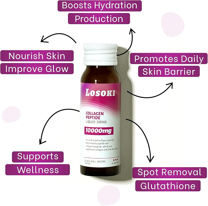 Liquid Collagen Peptide Drink - 10000mg Hydrolyzed Marine Collagen Peptides with Vitamin C, Premium Blend, Promote Healthy Hair Skin Nails Joints Bones, (1 Box, 10 Bottles)