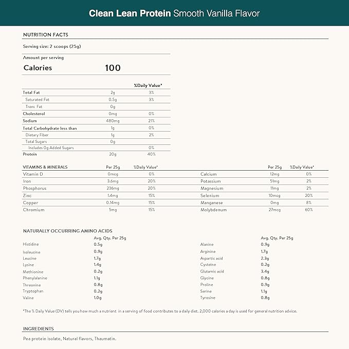 Nuzest - Pea Protein Powder - Clean Lean Protein, Premium Vegan Plant Based Protein Powder, Dairy Free, Gluten Free, GMO Free Protein Shake, Smooth Vanilla, 8.8 oz