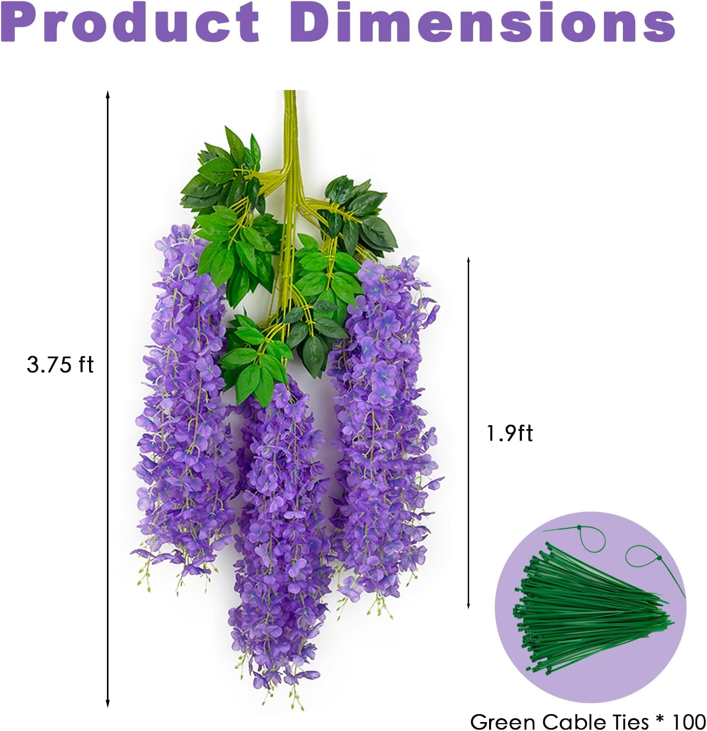 48 Pcs of Wisteria Hanging Flowers, 3.75 Feet Fake Wisteria Flower Strings, Artificial Wisteria Flowers Hanging Garland for Backdrop, Wedding, Ceremony,Garden and Home Wall Decoration (Light Purple)