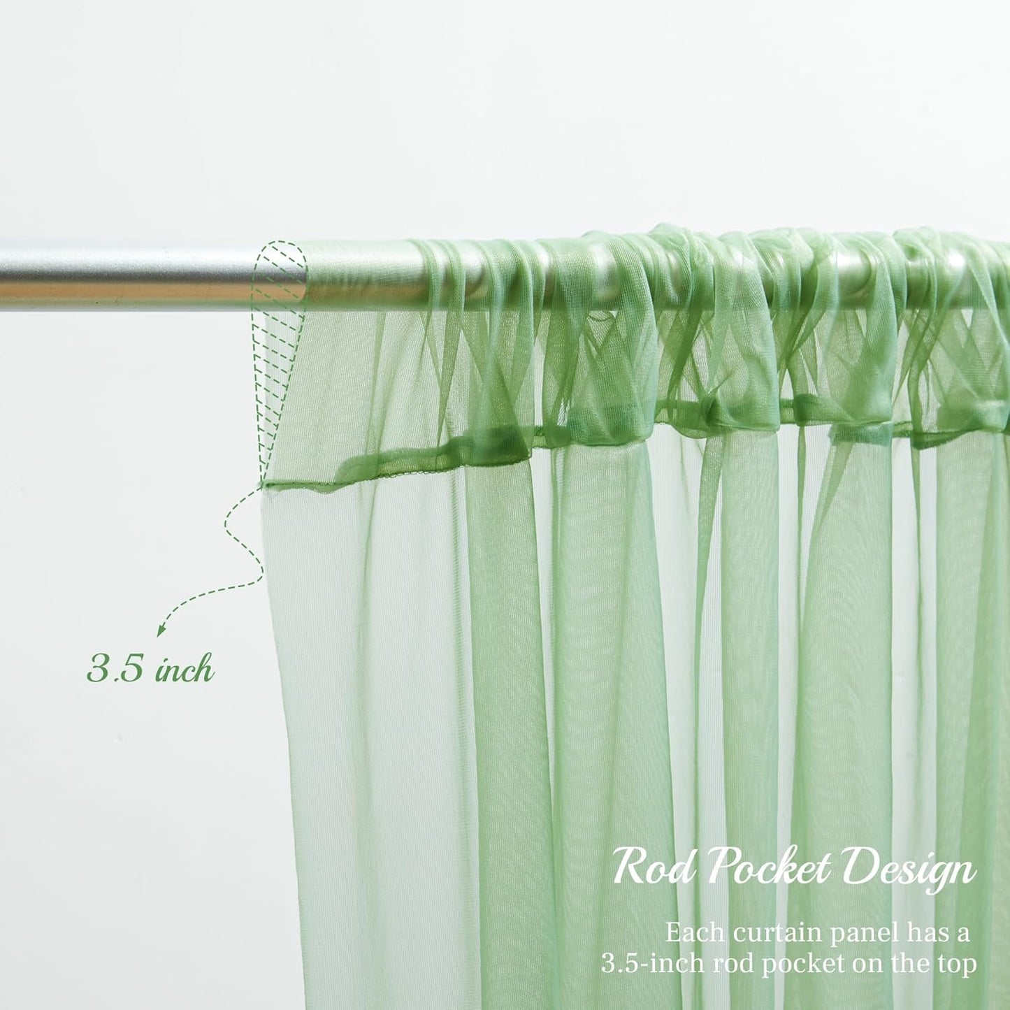 20ft X 10ft Olive Green Tulle Backdrop Curtain for Parites, Sheer Backdrop Curtains Fabric Drapes for Wedding Ceremony Arch Party Stage Decorations