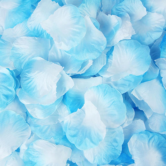 1000 Pcs Artificial Fake Rose Petals,Flower Petals for Romantic Night, Engagement, Party, Wedding, Event Flower Decorations, in Bulk(Light Blue and White)