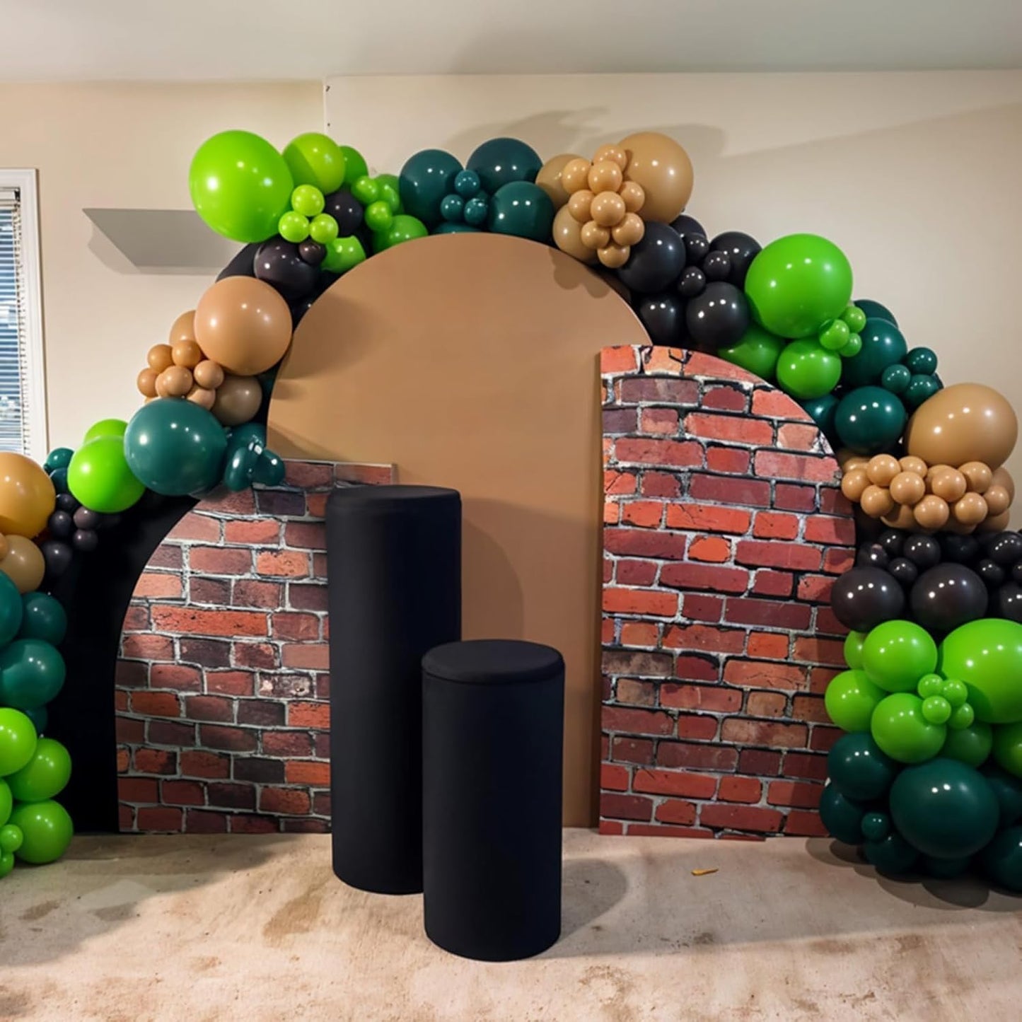 Green and Brown Balloons, 12 Inch Dark Green Black Metallic Green Gold Balloon with Star Foil Balloon for Boys Camping Jungle Safari Theme Birthday Baby Shower Party Decorations