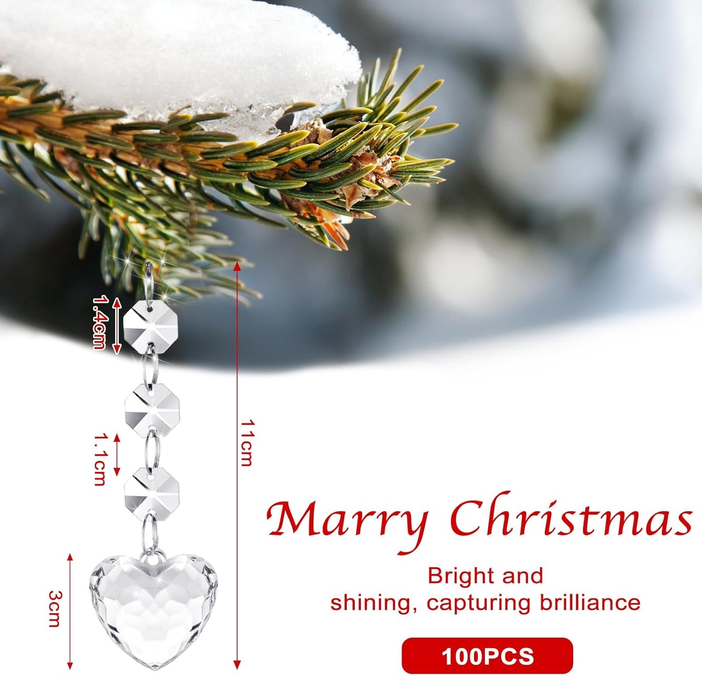 Nuenen 100 Pcs Hanging Crystals for Centerpieces Acrylic Chandelier Garland Beads Strands Prism Decorations Clear Teardrop Chandelier Crystals Pendant Wedding Home Garden Outdoor Ornaments(Heart)