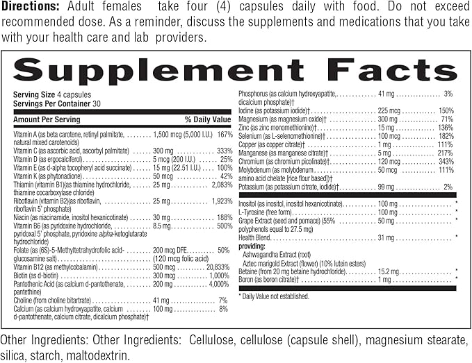Country Life Max for Women - Multivitamin and Mineral Complex, Iron-free - 120 Vegan Capsules