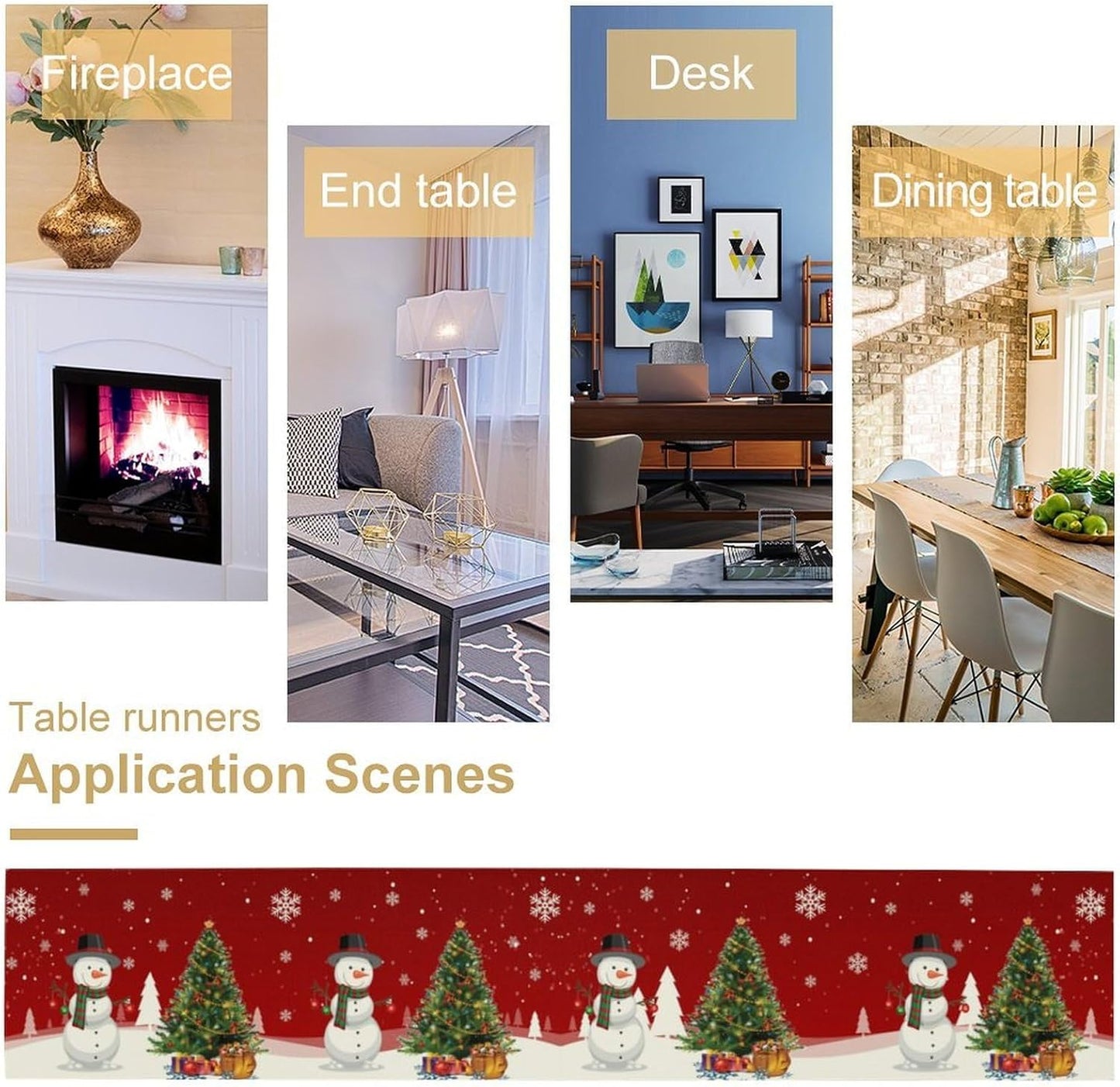 Christmas Table Runner,Snowman Rustic Red Snowflake Winter Table Cloth Kitchen Dining Table Decoration for Home Party Decor 13x120 Inch