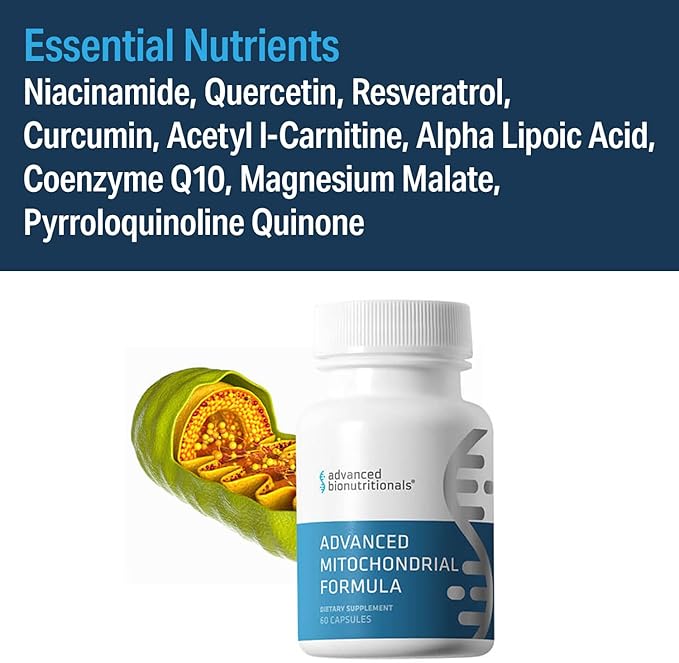 – Advanced Mitochondrial Formula Support Supplement, Healthy Aging, Repair, Energy Optimizer with CoQ10, PQQ, Alpha Lipoic Acid, Gluten Free, Vegan, Non GMO (60 Tablets)