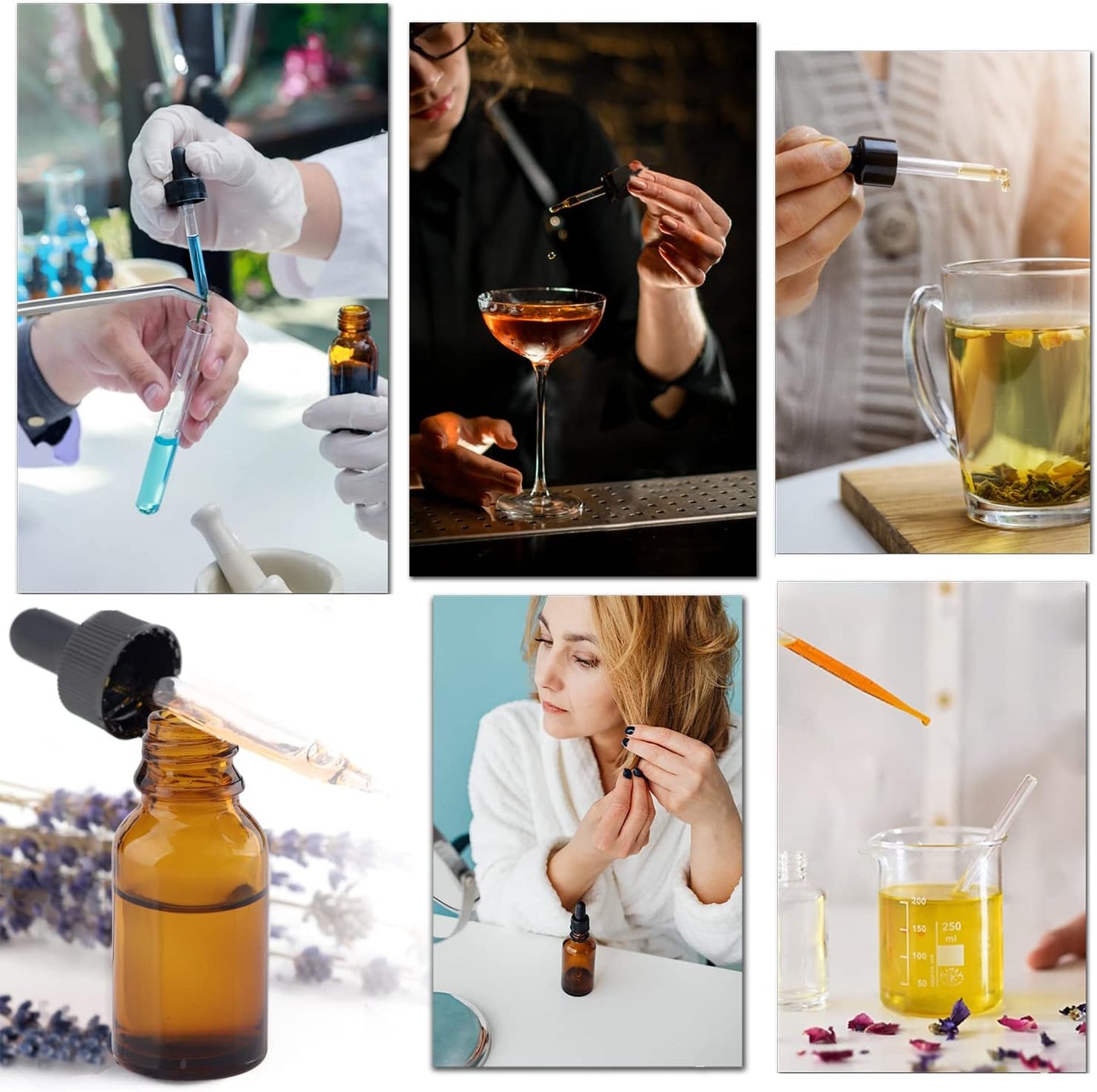 1/2 Oz Glass Dropper Bottle, 15mL Tincture Bottles with Dropper, Labels- Leak Proof Travel Eye Dropper Bottle Amber for Extracts & Essential Oil, Liquids, Perfume(8 pieces)