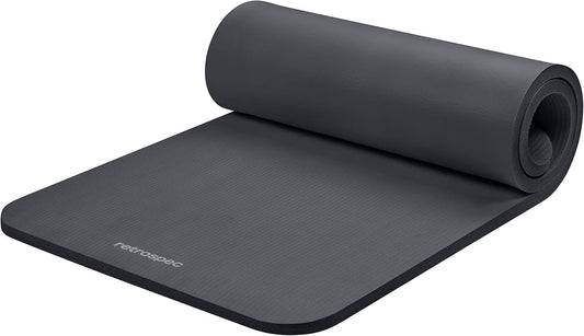 Retrospec Solana Yoga Mat 1" Thick With Nylon Strap For Men & Women - Non Slip Exercise Mat For Home Yoga, Pilates, Stretching, Floor & Fitness Workouts