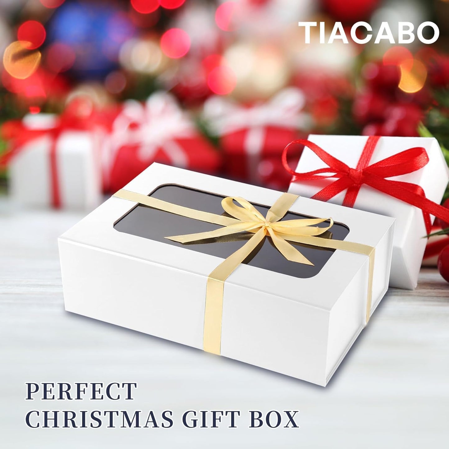 White Large Gift Box with Window, 13.5"x9"x4.3" Bridesmaid Box for Gifts Giving,Birthday Gift Boxe with Magnetic,Closure Lid Gift Boxs for Presents,Cute Box,Luxury for Gift Packaging,Gift Boxes for Wrapping Gifts