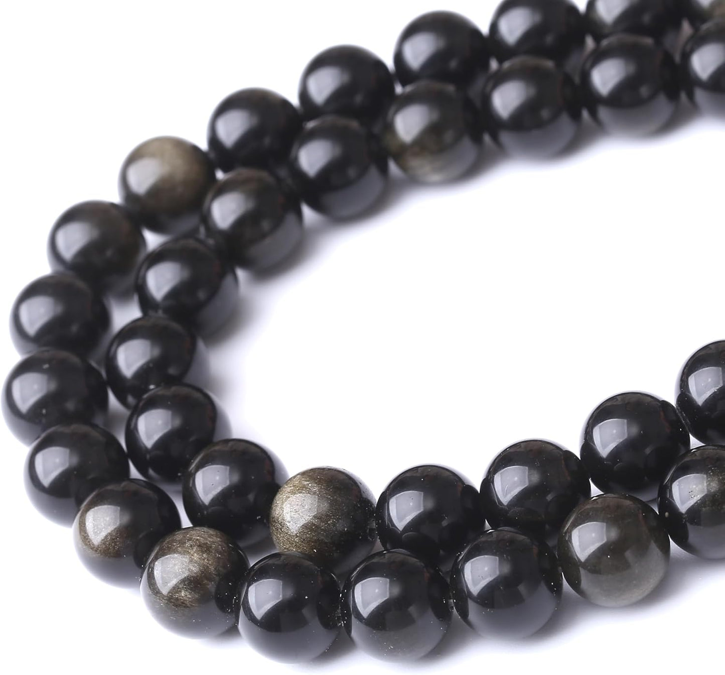 Gold Obsidian Stone Beads for Jewelry Making DIY Craft Gemstone Beads Kit (12mm, 30pcs) Cosmic Crystal Pebbles for Bracelets, Necklaces, Home Decor