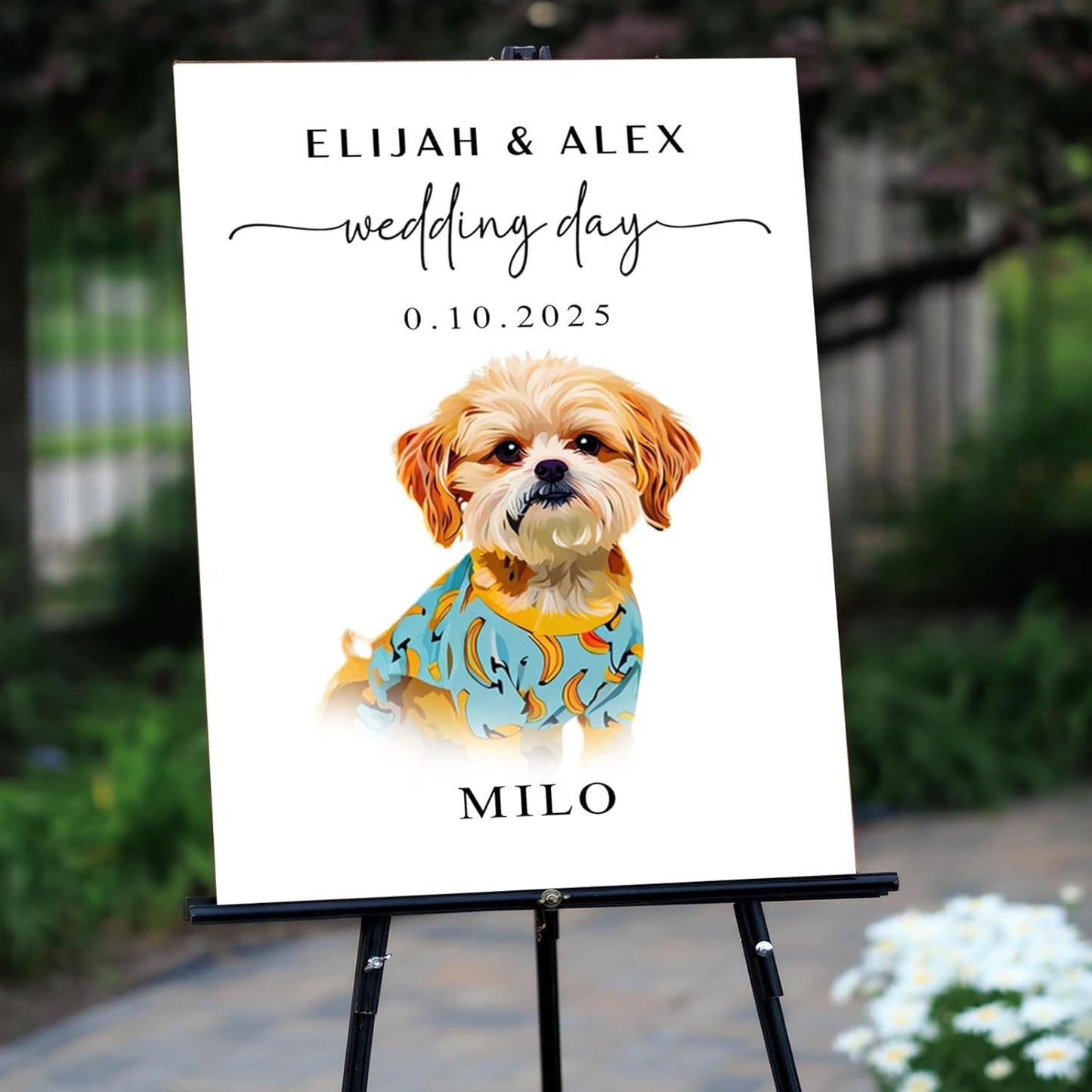 Custom Watercolor Pet Wedding Welcome Sign, Personalized Dog Cat Welcome To Our Wedding Signage Drawing, Custom Gifts for Weddings, Christmas, Engagement Party, Anniversary