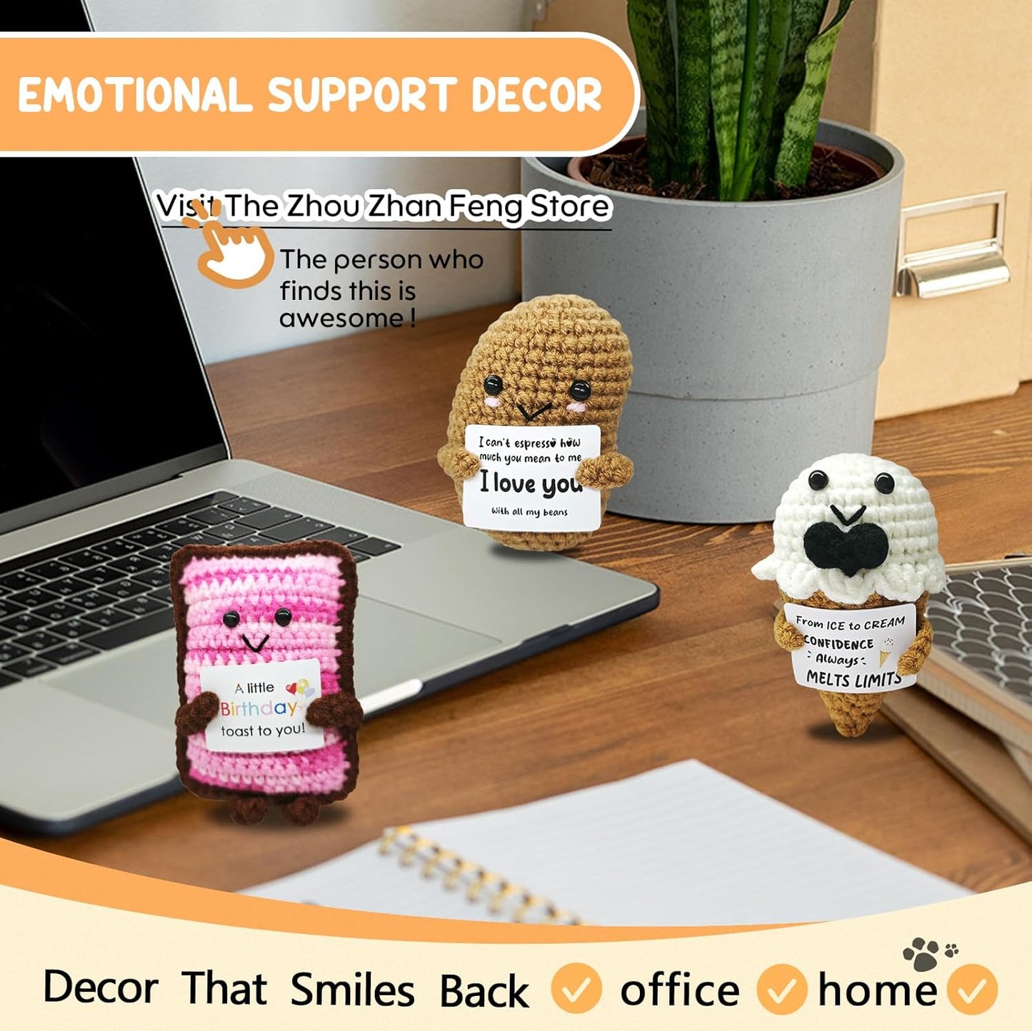 Handmade Crochet Beans-Charming Gift for Coffee Lovers!Barista Birthday Present,Cozy Emotional Support Gift,Custom Crochet Doll for Men & Women Who Adore Coffee