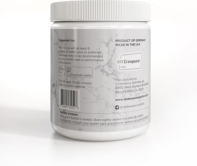 Centenarius Nutrition Creapure® Creatine Monohydrate Powder Supplement - Creatine for Women and Men - Unflavored Micronized Creatine Powder for Strength & Endurance