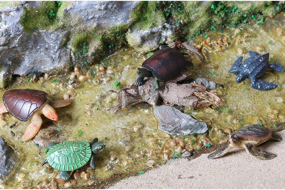 Volnau Mini Sea Turtle Figures 14PCS Animal Toys Figurines for Kindergarten Toddlers Kids Ocean Sea Creature Cake Topper Pack