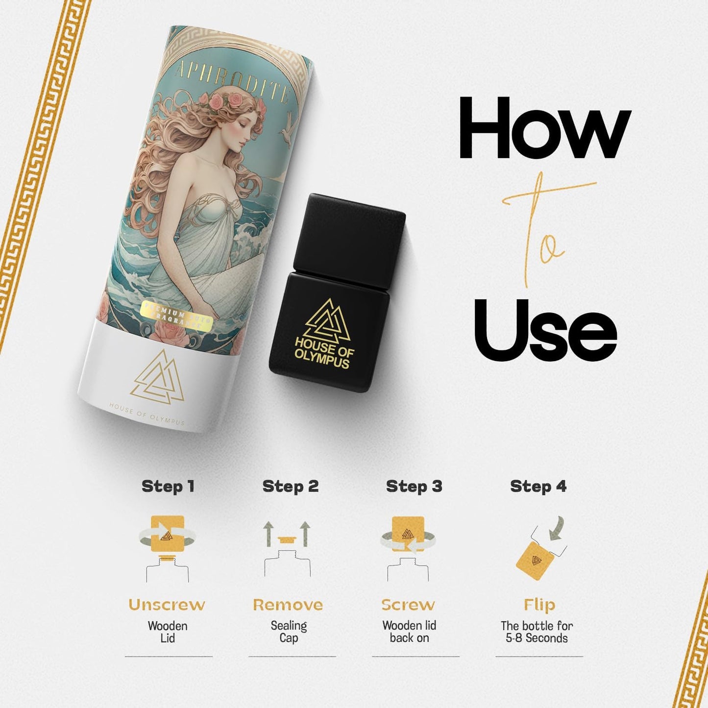 Aphrodite Hanging Car Air Freshener for Women, Only Natural Essential Oils - 60 Days Lasting Car Scent by House of Olympus - Made in USA