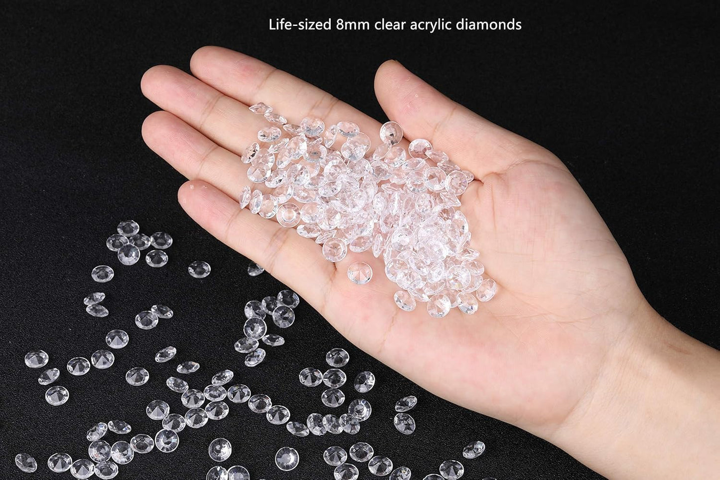 2000 pcs/Pack Wedding Table Scatter Confetti Crystals Acrylic Diamonds 8 mm Rhinestones for Wedding, Bridal Shower, Vase Beads Decorations (8mm, Bisque)