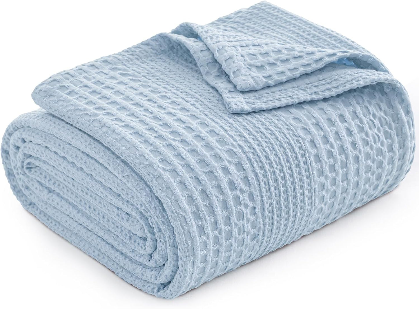 PHF Lightweight Waffle Weave Blanket Twin Size, Breathable & Ultra Soft, 66"x 90" Soft & Cozy Thin Blanket for All Season & Hot Sleepers, Bed, Home Decor - Sky Blue