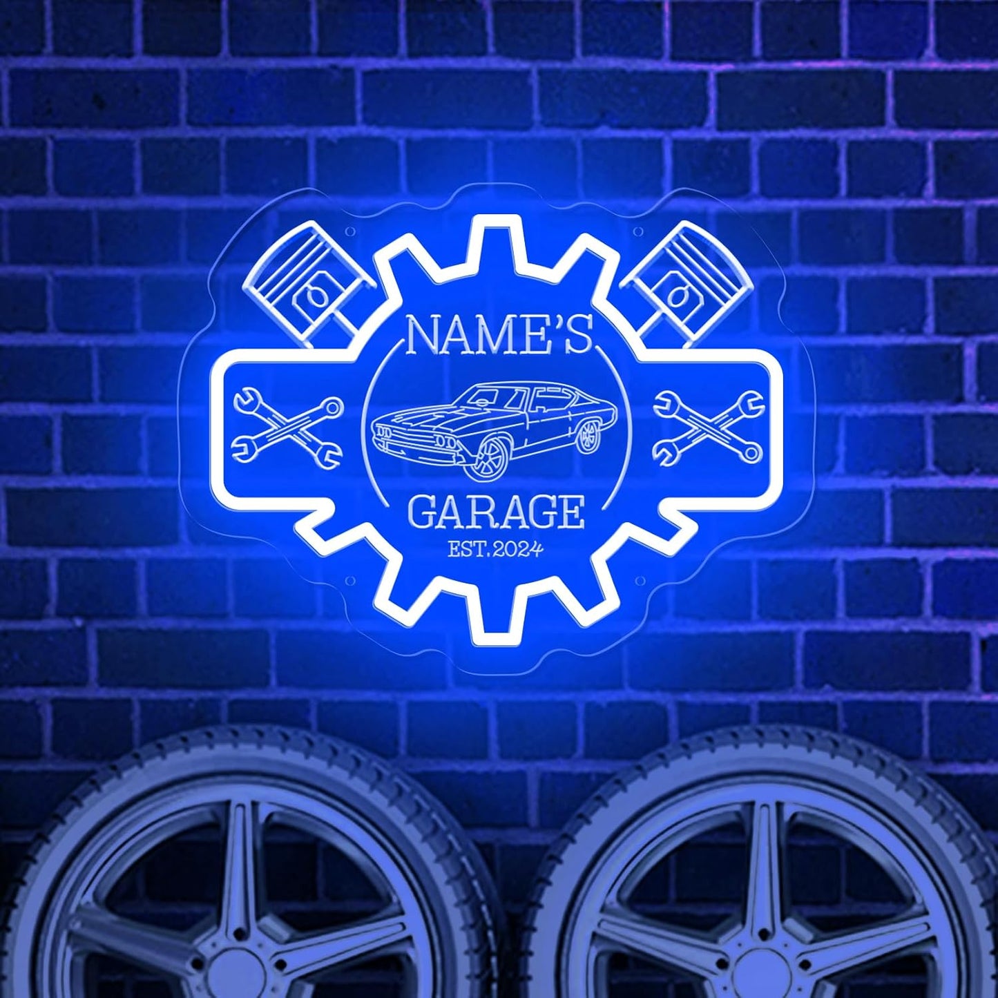 Custom Garage Neon Sign for Wall Decor, Personalized LED Garage Name Signs for Father's Day Gifts, Customized Dimmable Neon Lights for Workshop Carport Repair Shop Carbarn Man Cave Business